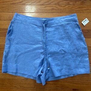 Cynthia Rowley Shorts Women’s Size XL Blue 100% Linen Drawstring Resortwear NWT